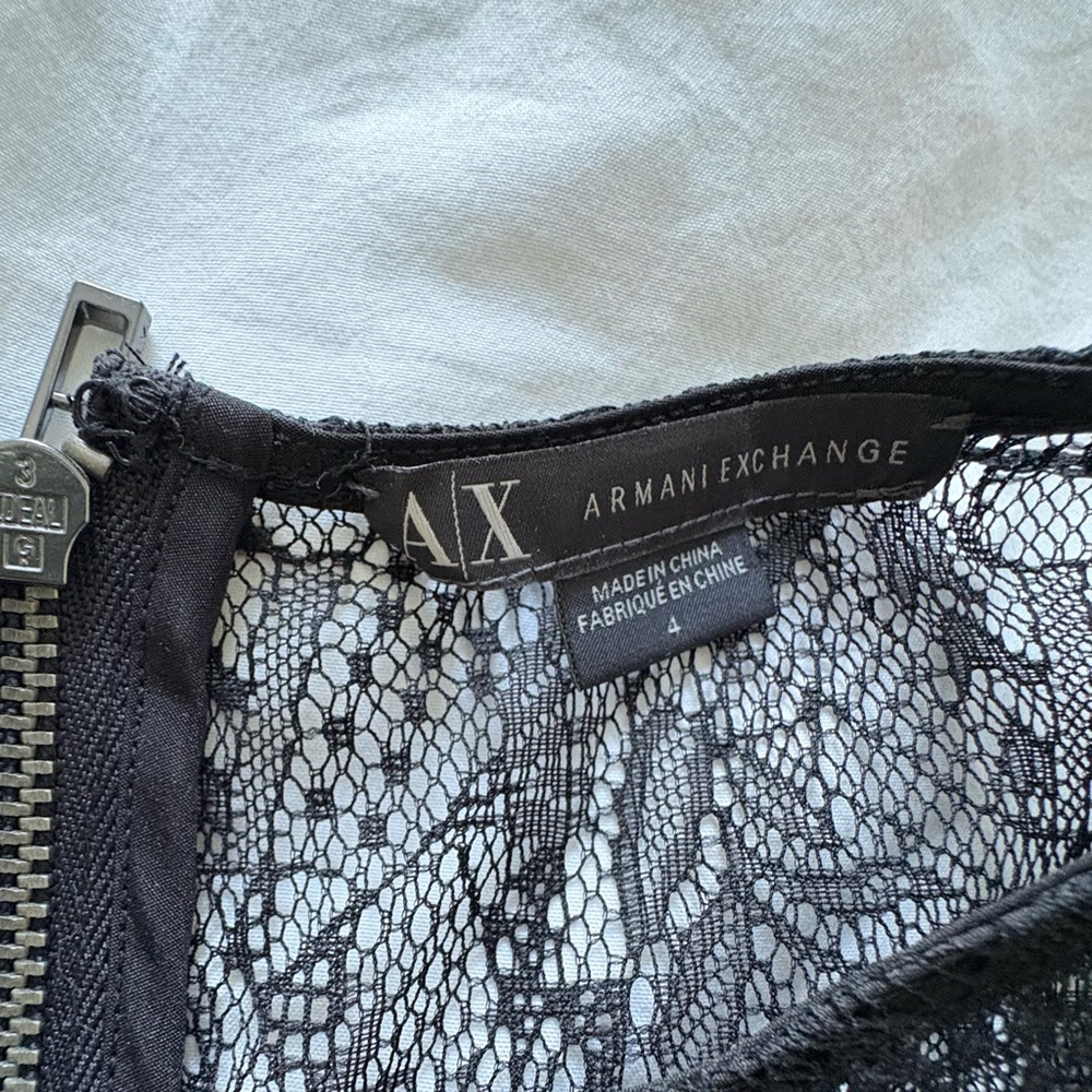 A/X Armani Exchange black cocktail fit and flare dress with lace overlay size 4 - Picture 7 of 13